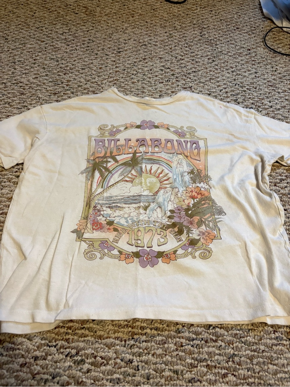 Billabong Cream Logo Tag Tee with Black Print